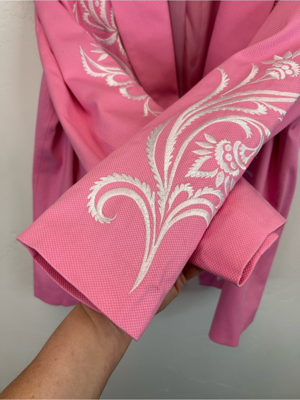Bob Mackie Pink Embroidered Blazer Jacket Size 1X Plus Size Pockets Artsy  Bold - Picture 8 of 13